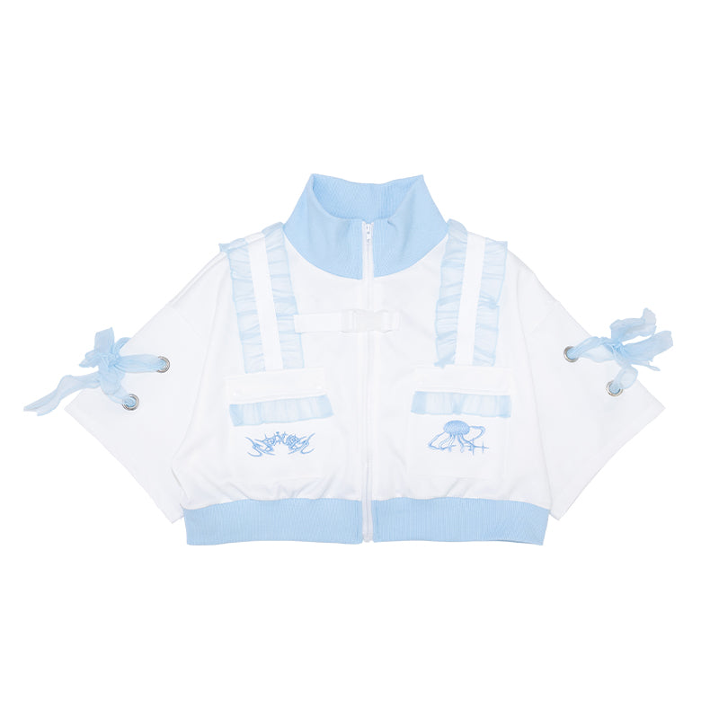 ACDC RAG 해파리 사이버 반팔 크롭 저지 재킷 · WHITE/PASTEL BLUE · ONE SIZE