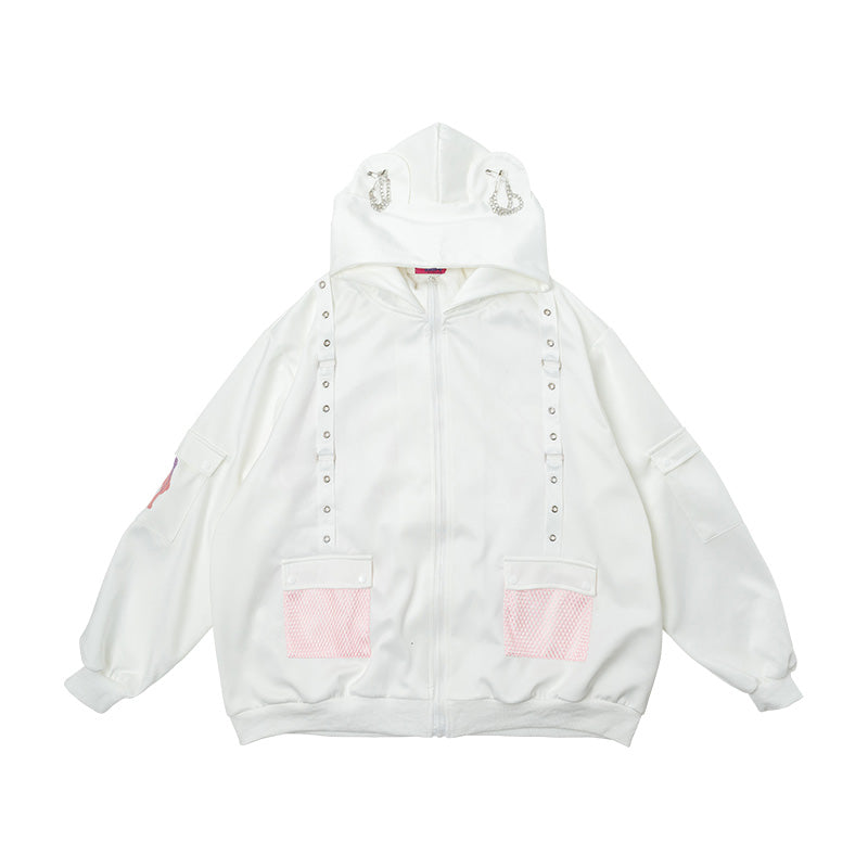 ACDC RAG 파스텔 글루미 메시 재킷 · WHITE/PINK · ONE SIZE