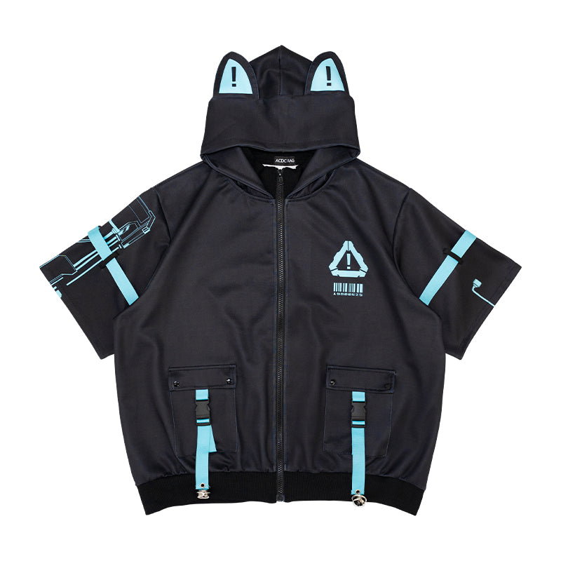 ACDC RAG 에러 코드 반팔 후드 재킷 · BLACK/BLUE · ONE SIZE