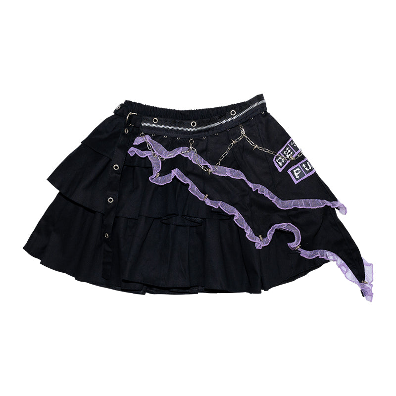 ACDC RAG 데빌 펑크 미니스커트 · BLACK/PURPLE · ONE SIZE