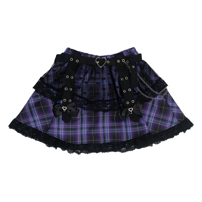 ACDC RAG 러브 펑크 미니스커트 퍼플 · BLACK/PURPLE · ONE SIZE