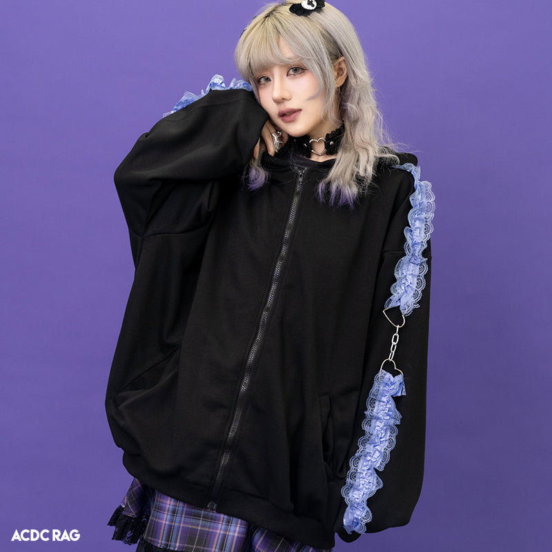 ACDC RAG 러브 펑크 집업 후드 · BLACK/PURPLE · ONE SIZE