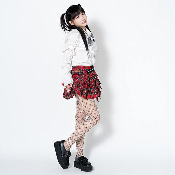 ACDC RAG 3단 비대칭 스커트 · TARTAN RED · FREE
