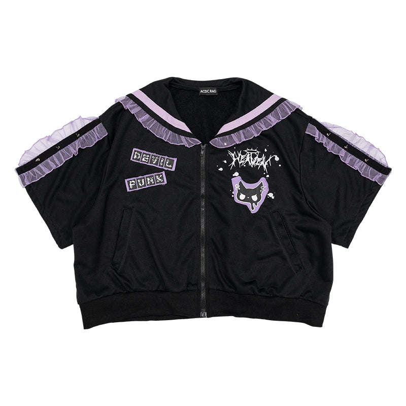 ACDC RAG 데빌 펑크 반팔 세일러 재킷 · BLACK/PURPLE · ONE SIZE