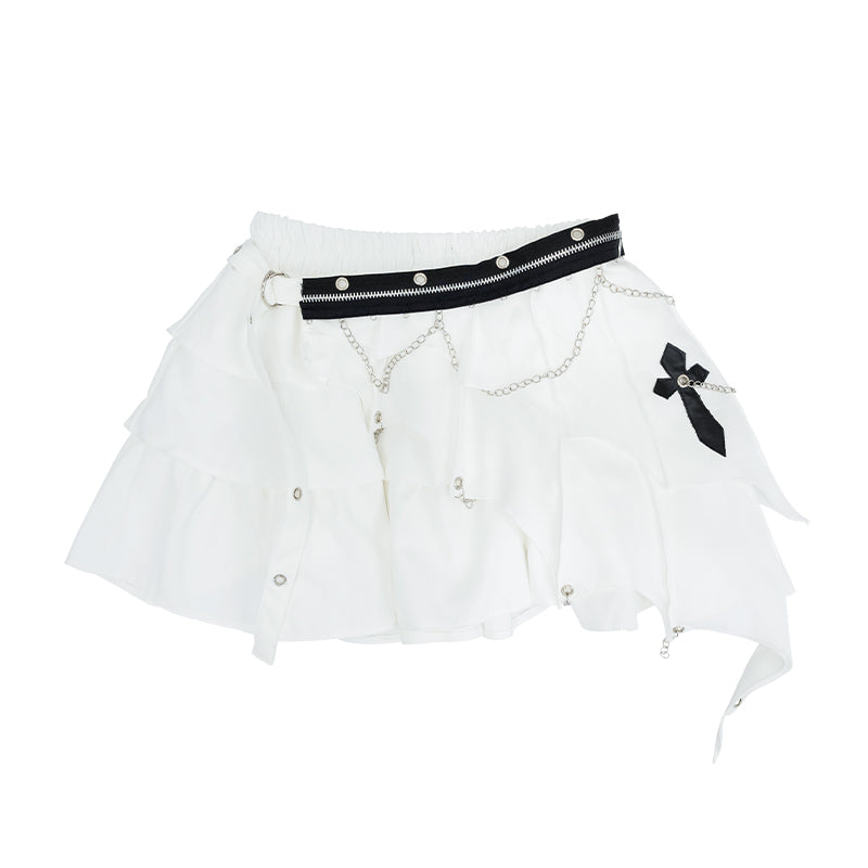 ACDC RAG 3단 비대칭 파스텔 스커트 · WHITE · ONE SIZE