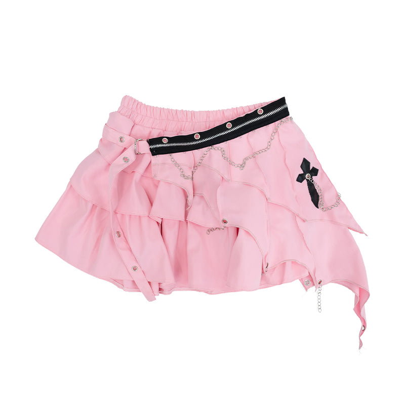 ACDC RAG 3단 비대칭 파스텔 스커트 · PASTEL PINK · ONE SIZE