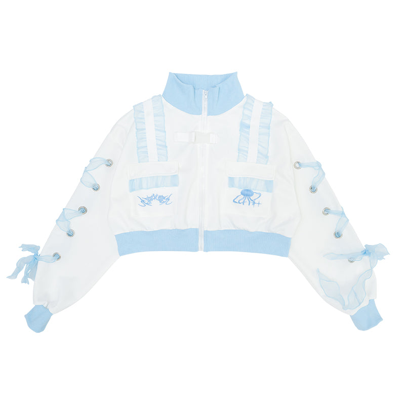 ACDC RAG 해파리 사이버 크롭 저지 재킷 · WHITE/PASTEL BLUE · ONE SIZE